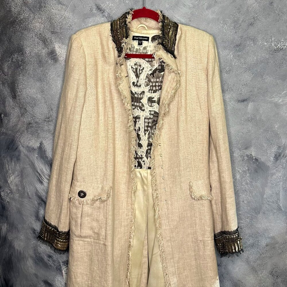 Linen Coat with Sequin and Beads